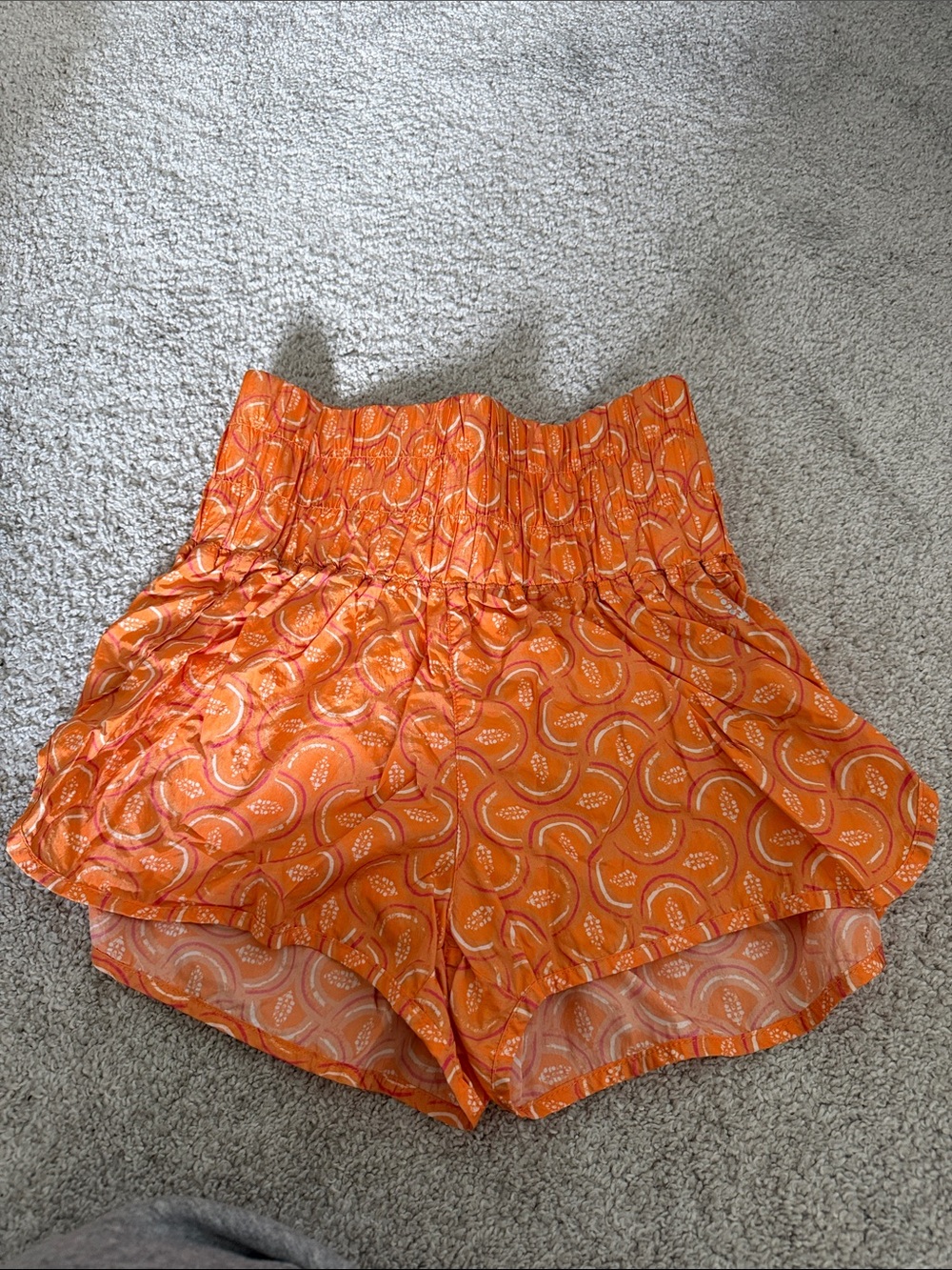 Women's free people movement High-Waist Orange Printed Relaxed Shorts